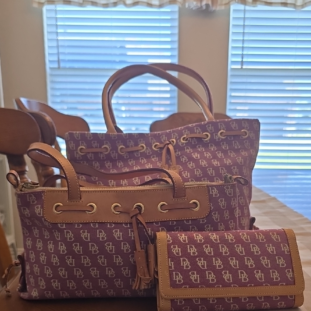 Dooney & Bourke Pink and Cream Purse, Tote & Wallet Set